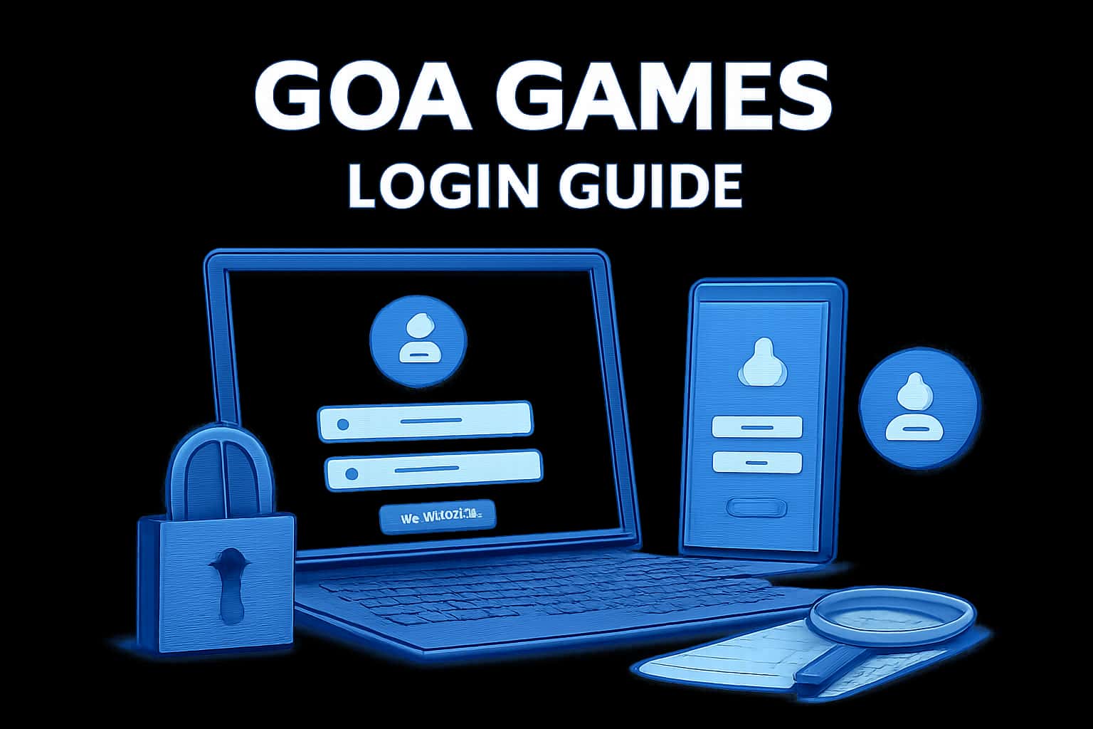 A clean and modern informational scene focused on secure account access for Goa Games.