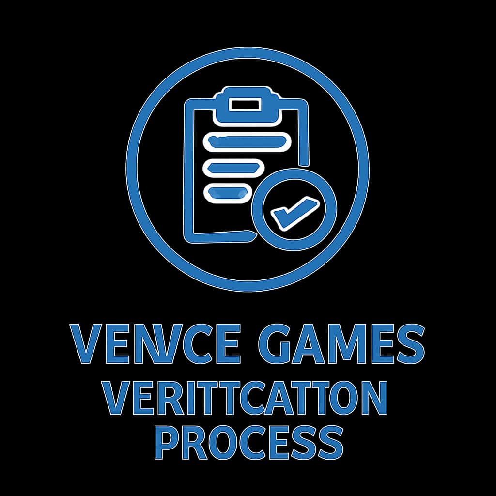 A professional badge symbolizing the Goa Games Verification Process.