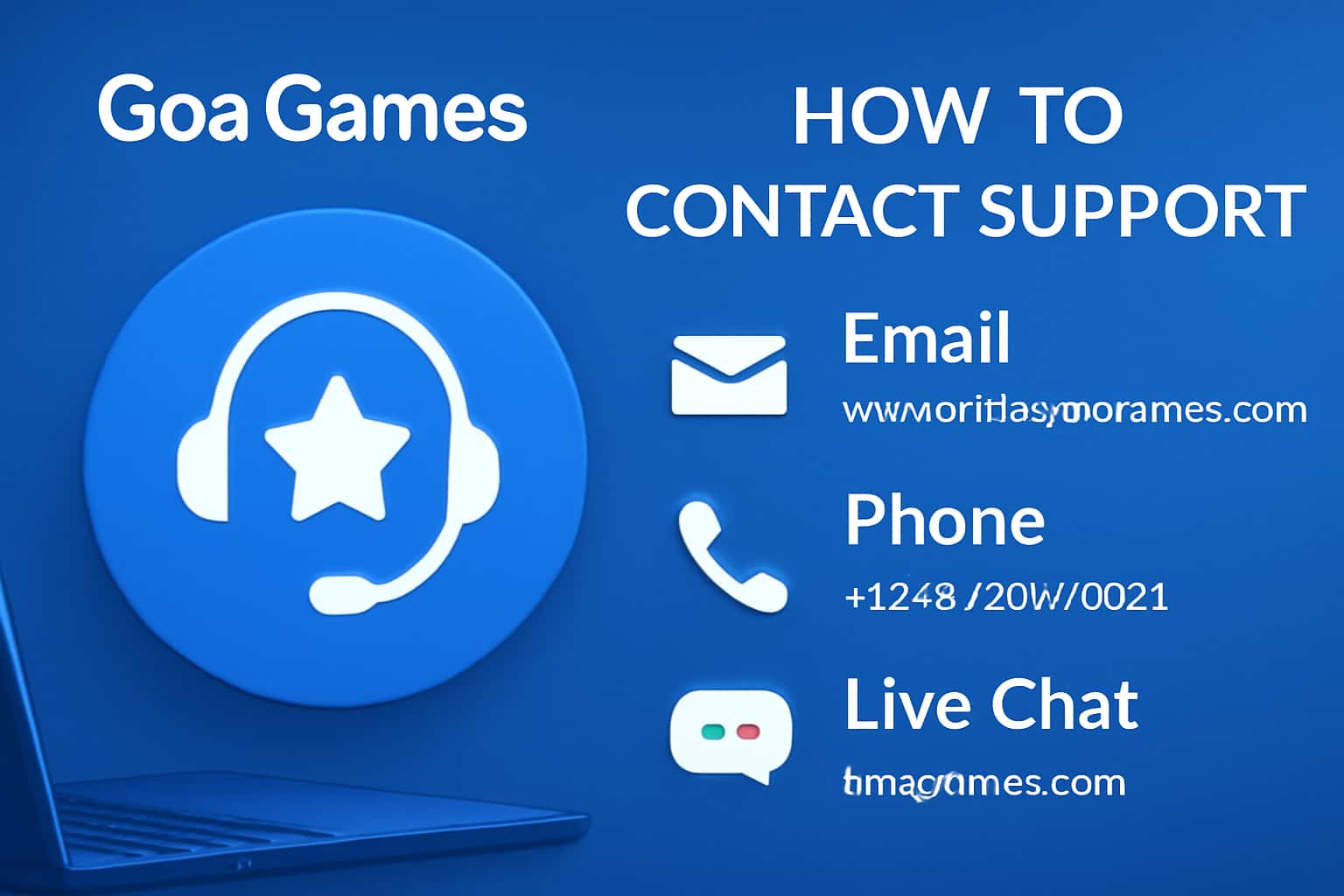 Visual representation of how to contact Goa Games Support.